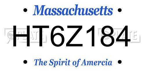 HT6Z184 Massachusetts License Plate