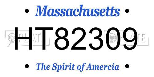 HT82309 Massachusetts License Plate