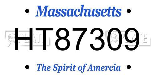 HT87309 Massachusetts License Plate