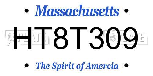 HT8T309 Massachusetts License Plate