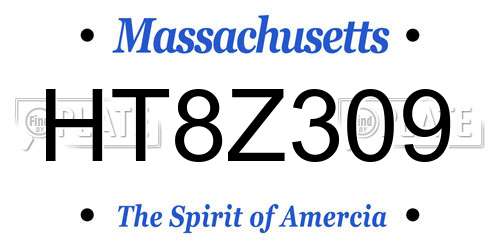 HT8Z309 Massachusetts License Plate