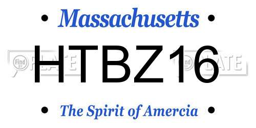 HTBZ16 Massachusetts License Plate