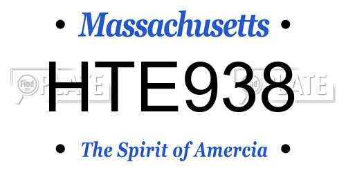 HTE938 Massachusetts License Plate