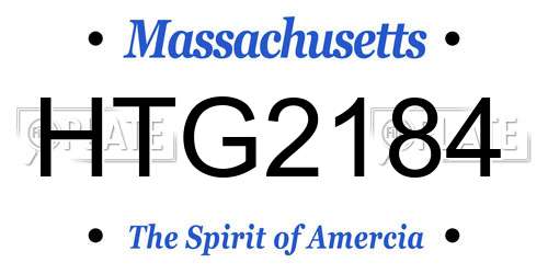 HTG2184 Massachusetts License Plate