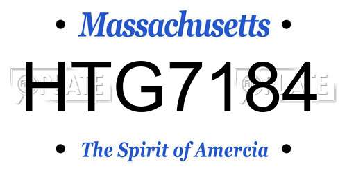 HTG7184 Massachusetts License Plate