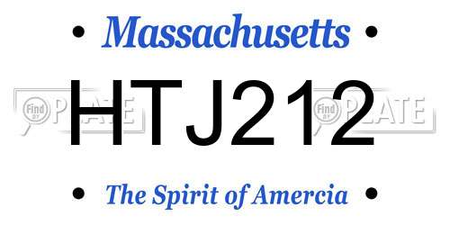 HTJ212 Massachusetts License Plate