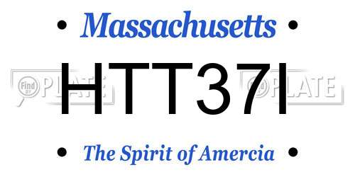 HTT37I Massachusetts License Plate
