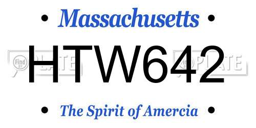 HTW642 Massachusetts License Plate