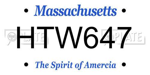 HTW647 Massachusetts License Plate