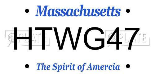 HTWG47 Massachusetts License Plate