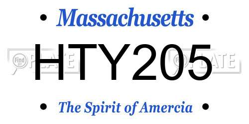 HTY205 Massachusetts License Plate