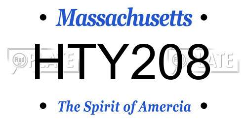 HTY208 Massachusetts License Plate