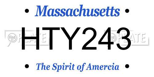 HTY243 Massachusetts License Plate