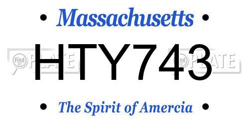 HTY743 Massachusetts License Plate
