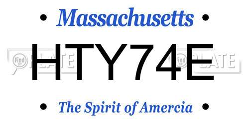 HTY74E Massachusetts License Plate