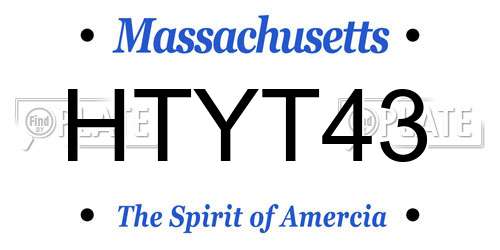 HTYT43 Massachusetts License Plate