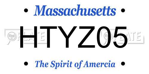 HTYZ05 Massachusetts License Plate