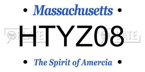 HTYZ08 Massachusetts License Plate