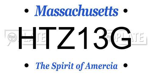 HTZ13G Massachusetts License Plate