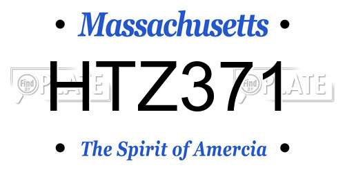 HTZ371 Massachusetts License Plate