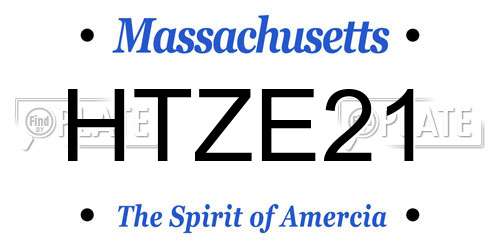 HTZE21 Massachusetts License Plate