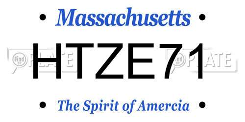 HTZE71 Massachusetts License Plate