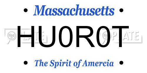 HU0R0T Massachusetts License Plate