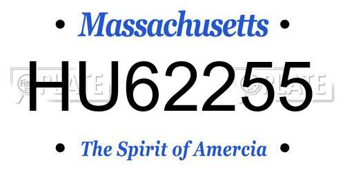 HU62255 Massachusetts License Plate
