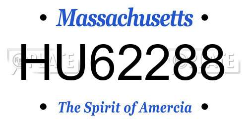 HU62288 Massachusetts License Plate