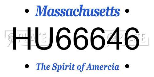 HU66646 Massachusetts License Plate