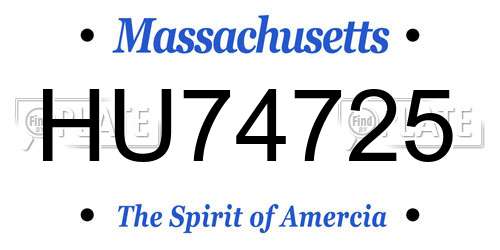 HU74725 Massachusetts License Plate