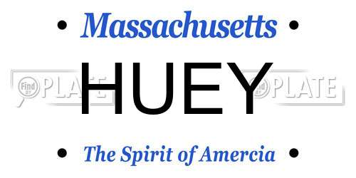 HUEY Massachusetts License Plate