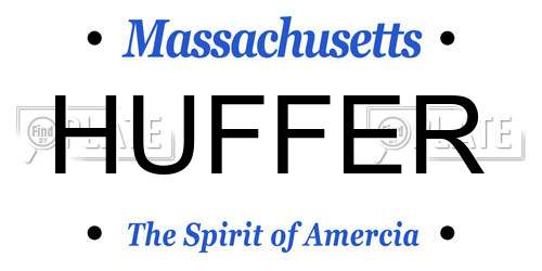HUFFER Massachusetts License Plate