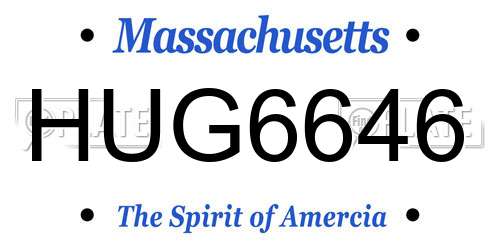 HUG6646 Massachusetts License Plate