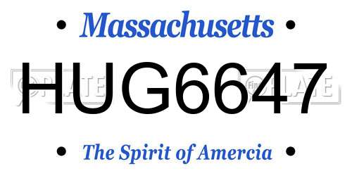HUG6647 Massachusetts License Plate