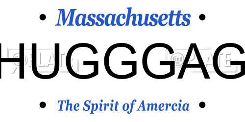 HUGGGAG Massachusetts License Plate