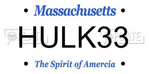 HULK33 Massachusetts License Plate