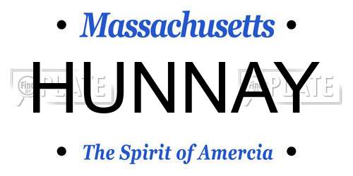 HUNNAY Massachusetts License Plate
