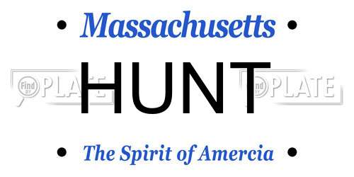 HUNT Massachusetts License Plate
