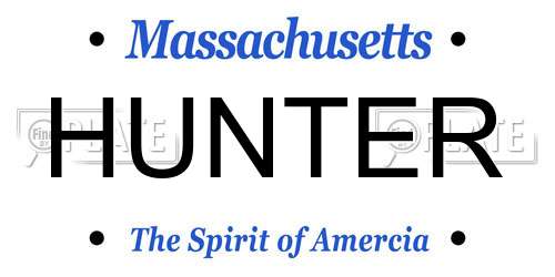 HUNTER Massachusetts License Plate