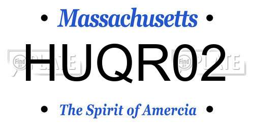 HUQR02 Massachusetts License Plate