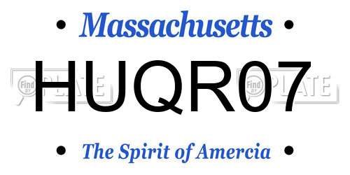 HUQR07 Massachusetts License Plate