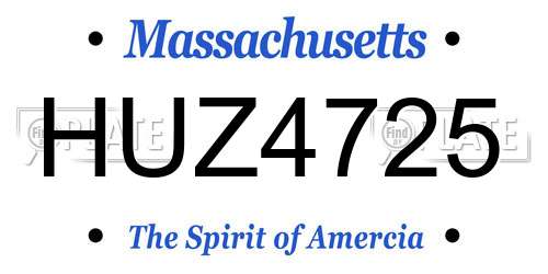 HUZ4725 Massachusetts License Plate