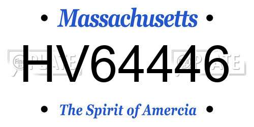 HV64446 Massachusetts License Plate