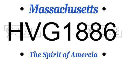 HVG1886 Massachusetts License Plate