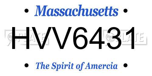 HVV6431 Massachusetts License Plate
