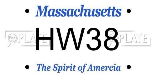 HW38 Massachusetts License Plate