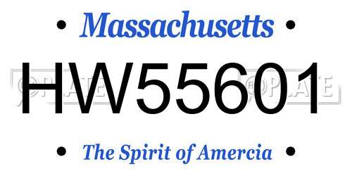 HW55601 Massachusetts License Plate