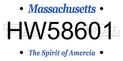 HW58601 Massachusetts License Plate