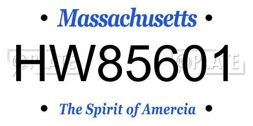 HW85601 Massachusetts License Plate